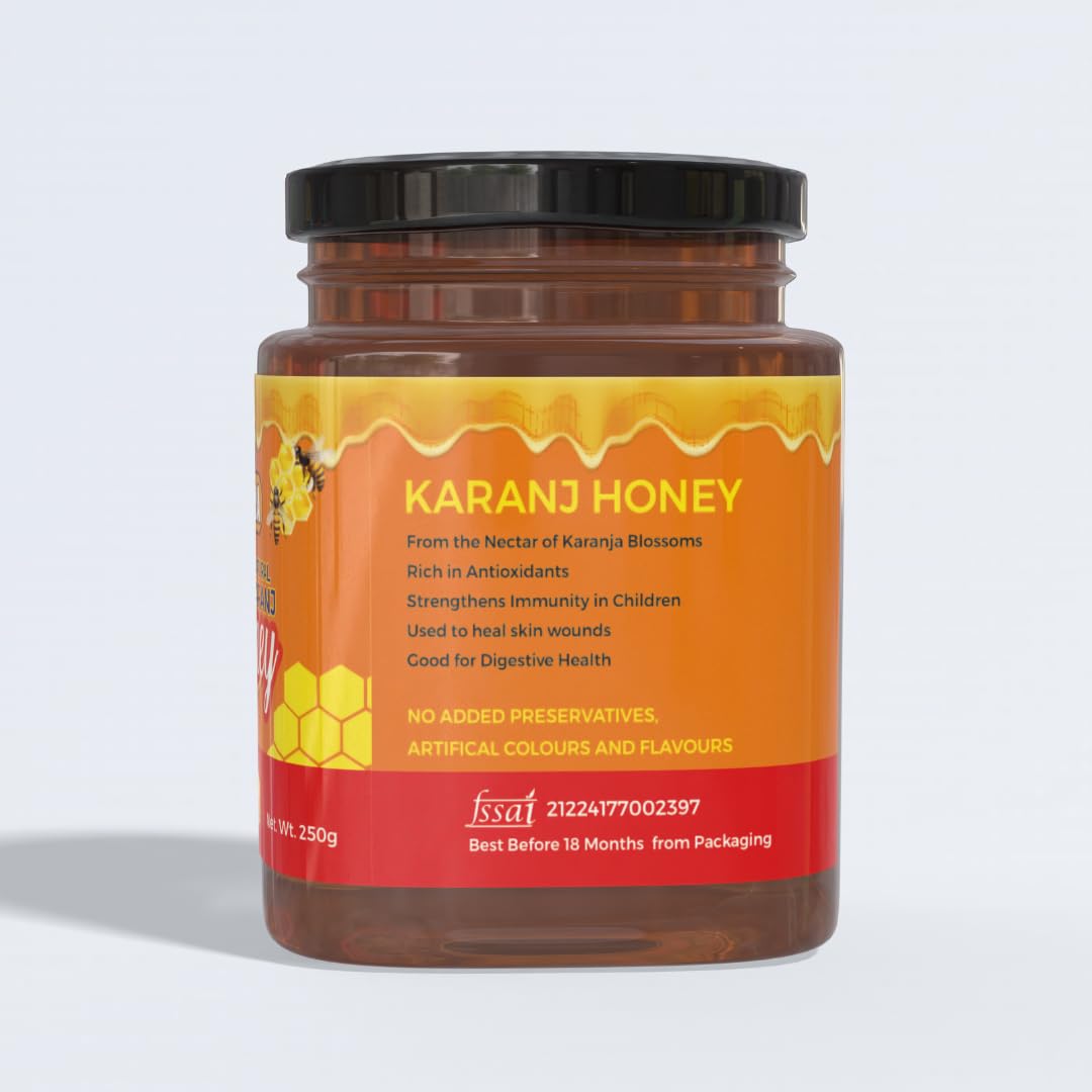 Nexra Karanj Honey 250g | Pure & Natural Honey | Rich in Nutrients & Antioxidants | Supports Skin Health, Digestion & Immunity | Ayurvedic Sweetener