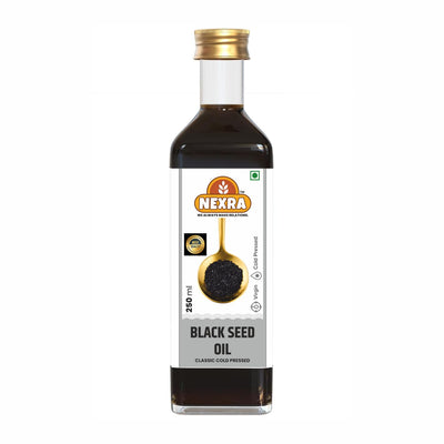 Nexra - Cold Pressed Black Seed Oil 250ml | Pure Kalonji Oil | Virgin Edible Oil | Supports Immunity, Skin & Hair Health | Kacchi Ghani Chekku Method