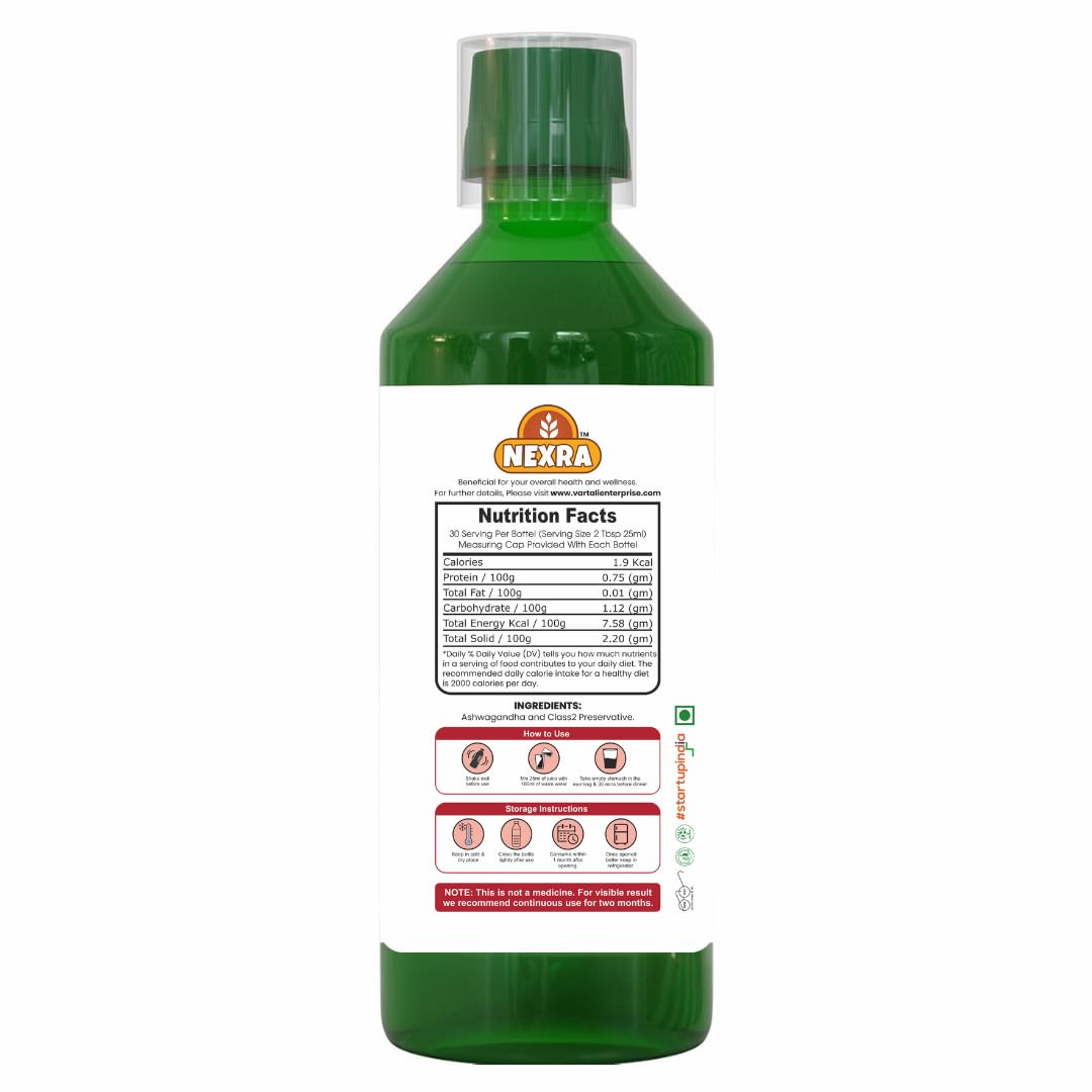Nexra-Pure Ashwagandha Juice | Natural Stress Relief & Energy Booster | Ayurvedic Adaptogen Drink for Immunity & Vitality | No Added Sugar or Chemicals