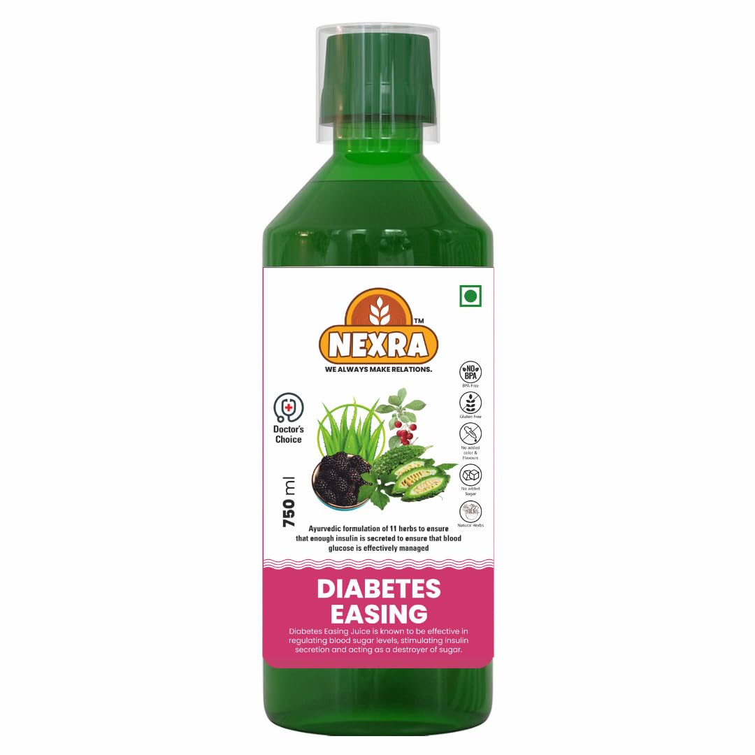 Nexra Diabetes Easing Juice 750ml | With 11 Ayurvedic Herbs Including Bitter Gourd, Amla & Aloe Vera | Supports Sugar Control & Immunity