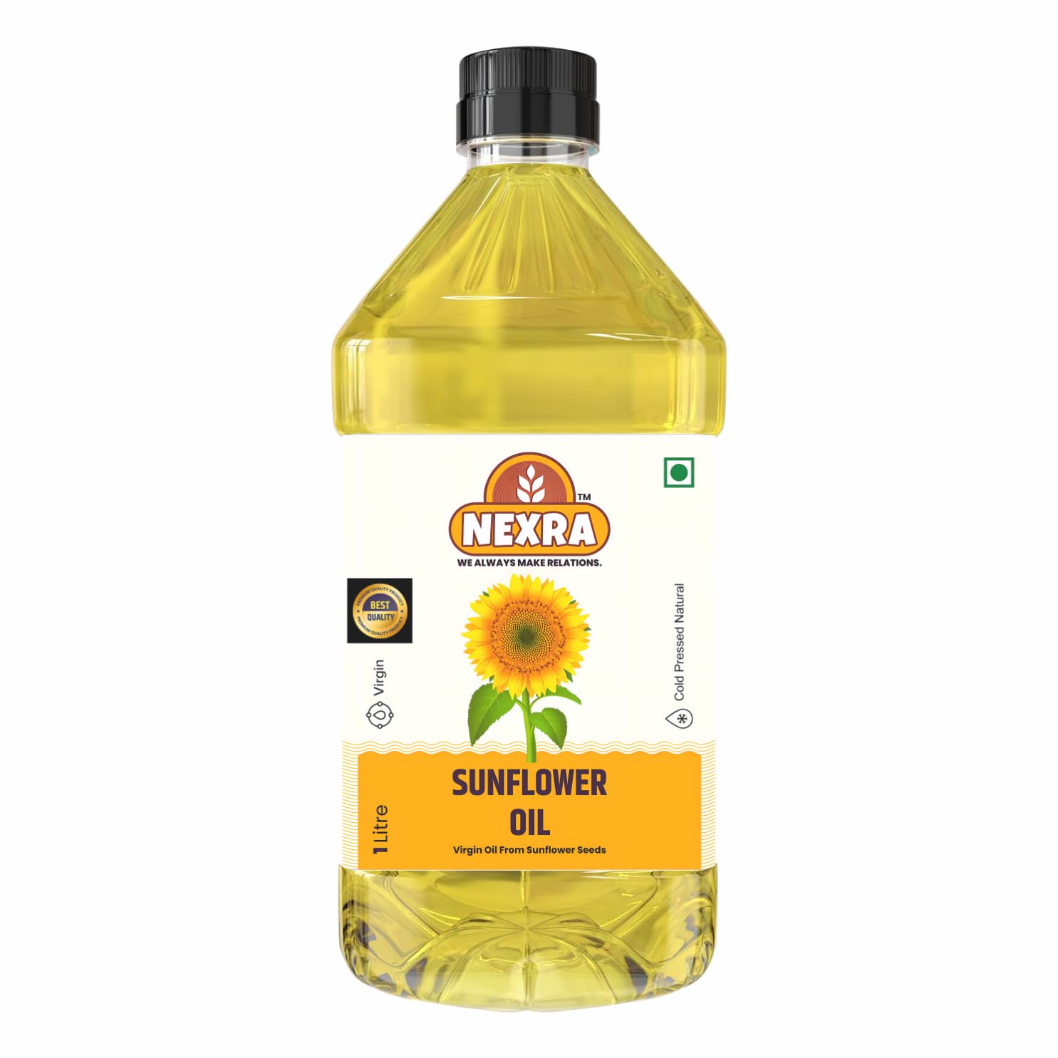 Nexra - Extra Virgin Coconut Oil 1L | Cold Pressed & Unrefined | Cooking, Hair & Skin Care | Rich in Antioxidants | 100% Pure & Natural (1 Ltr (Pack of 6), Sunflower Oil)