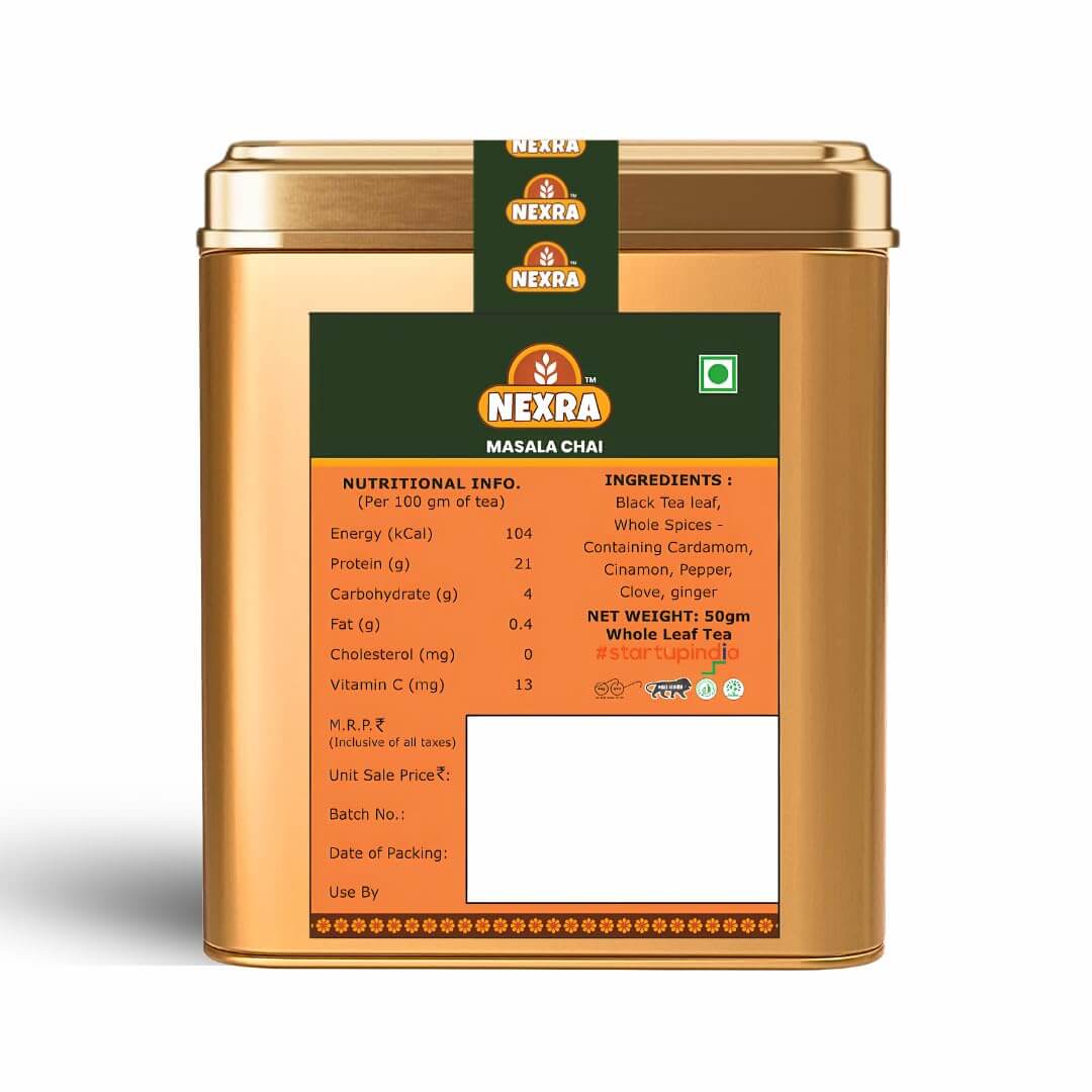 Nexra - Masala Bliss Tea - 50g | Masala Blend of Whole Leaf Tea | Rich, Spicy, and Flavorful Daily Indulgence | Masala Tea