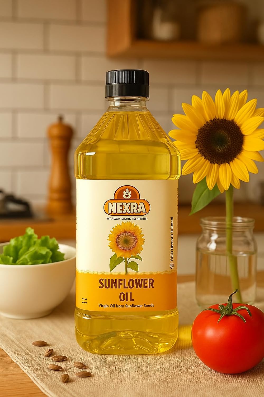 Nexra - Cold Pressed Sunflower Oil | 1 litre | Pure and Natural Seed| PET Bottle | Kolhu/Chekku | Extracted on Wooden Churner | Natural | Chemical-Free | High in Antioxidants, Delicious & Healthy