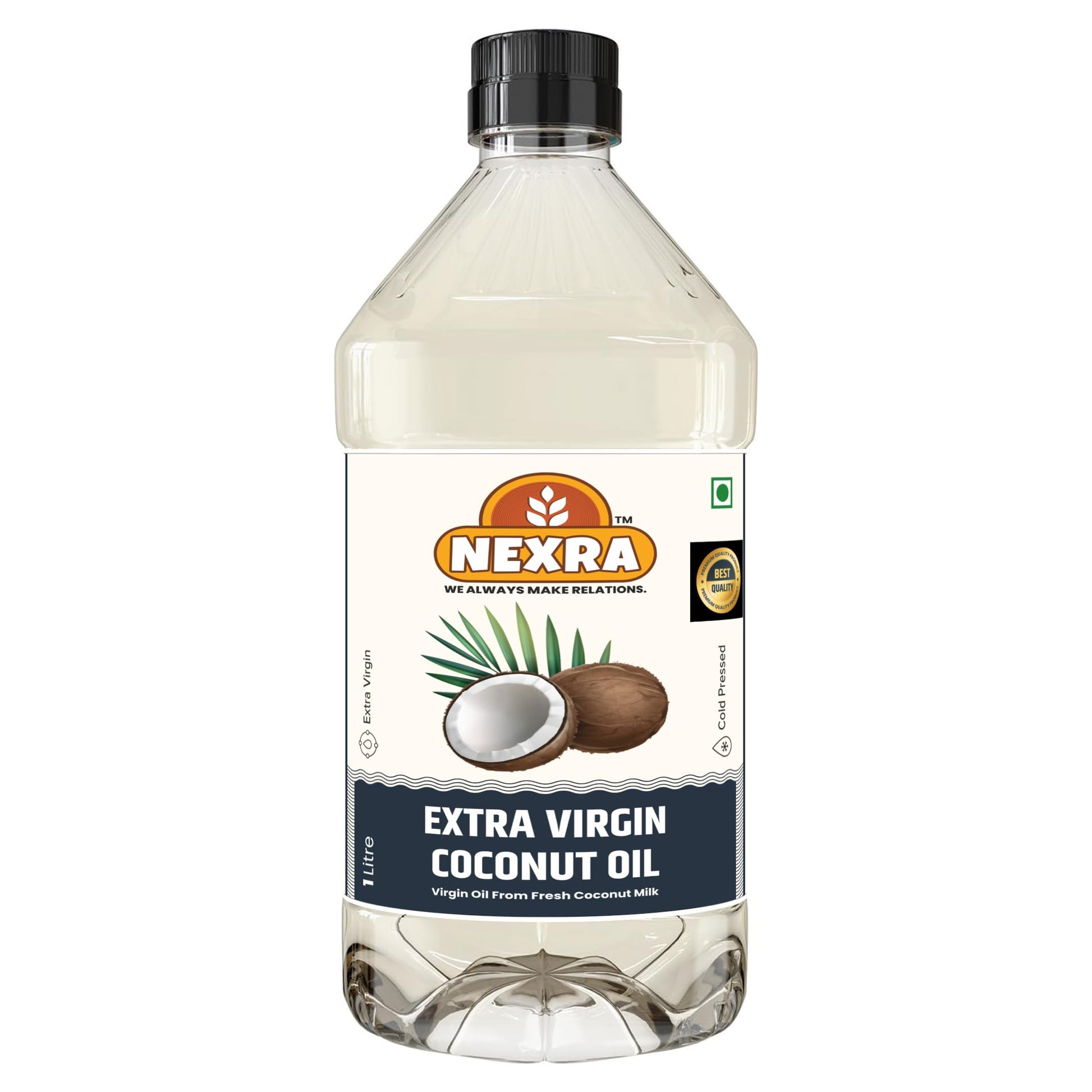 Nexra - Extra Virgin Coconut Oil 1L | Cold Pressed & Unrefined | Cooking, Hair & Skin Care | Rich in Antioxidants | 100% Pure & Natural (1 Ltr (Pack of 6), Sunflower Oil)