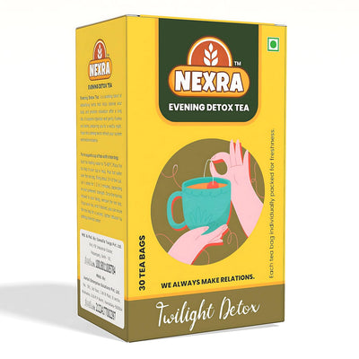 Nexra - Evening Detox Tea - 30 Tea Bags | For Gentle Cleansing, Relaxation, and Wellness Support | Green Tea | 100% caffeine free tea