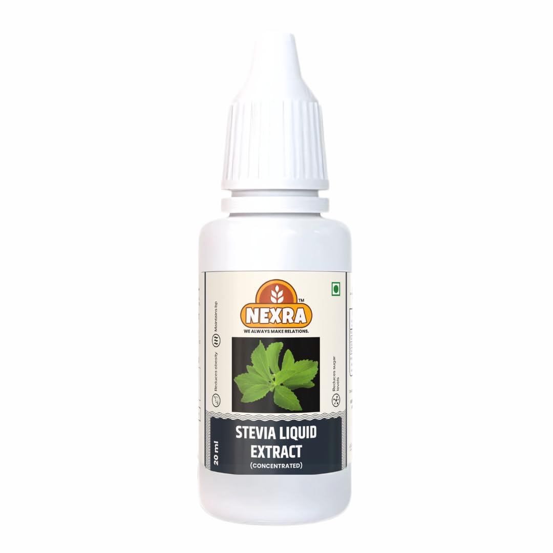 Nexra Stevia Liquid Extract 20ml | Organic Natural Sweetener | Zero Calorie Sugar Substitute | Keto Friendly | Plant-Based | Diabetic Safe