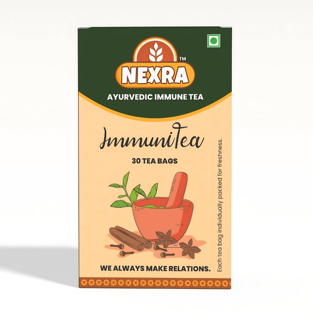 Nexra - Ayurvedic Immune Tea - 30 Refreshing Tea Bags for Boosting Immunity and Wellness | No Added Sugar