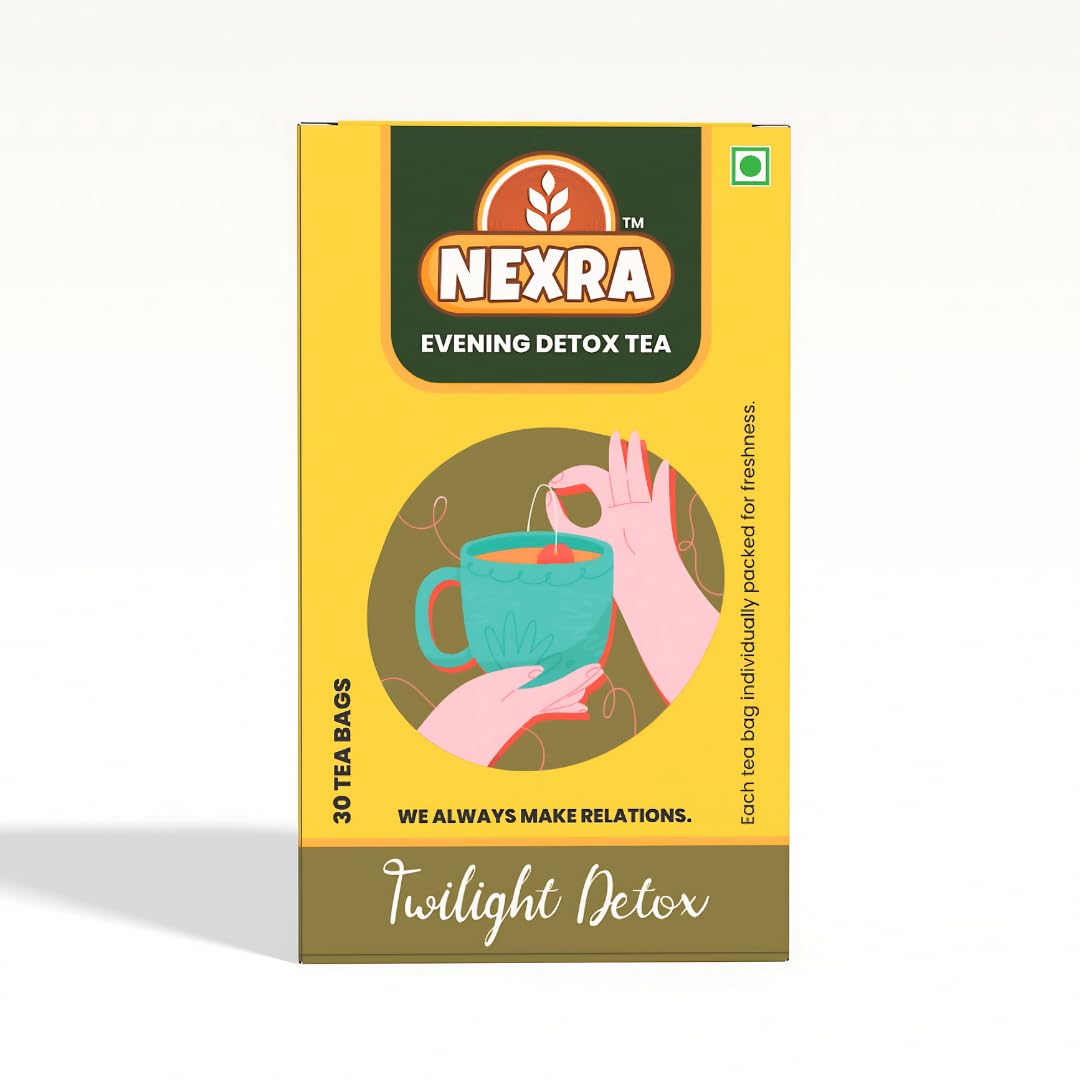 Nexra - Evening Detox Tea - 30 Tea Bags | For Gentle Cleansing, Relaxation, and Wellness Support | Green Tea | 100% caffeine free tea