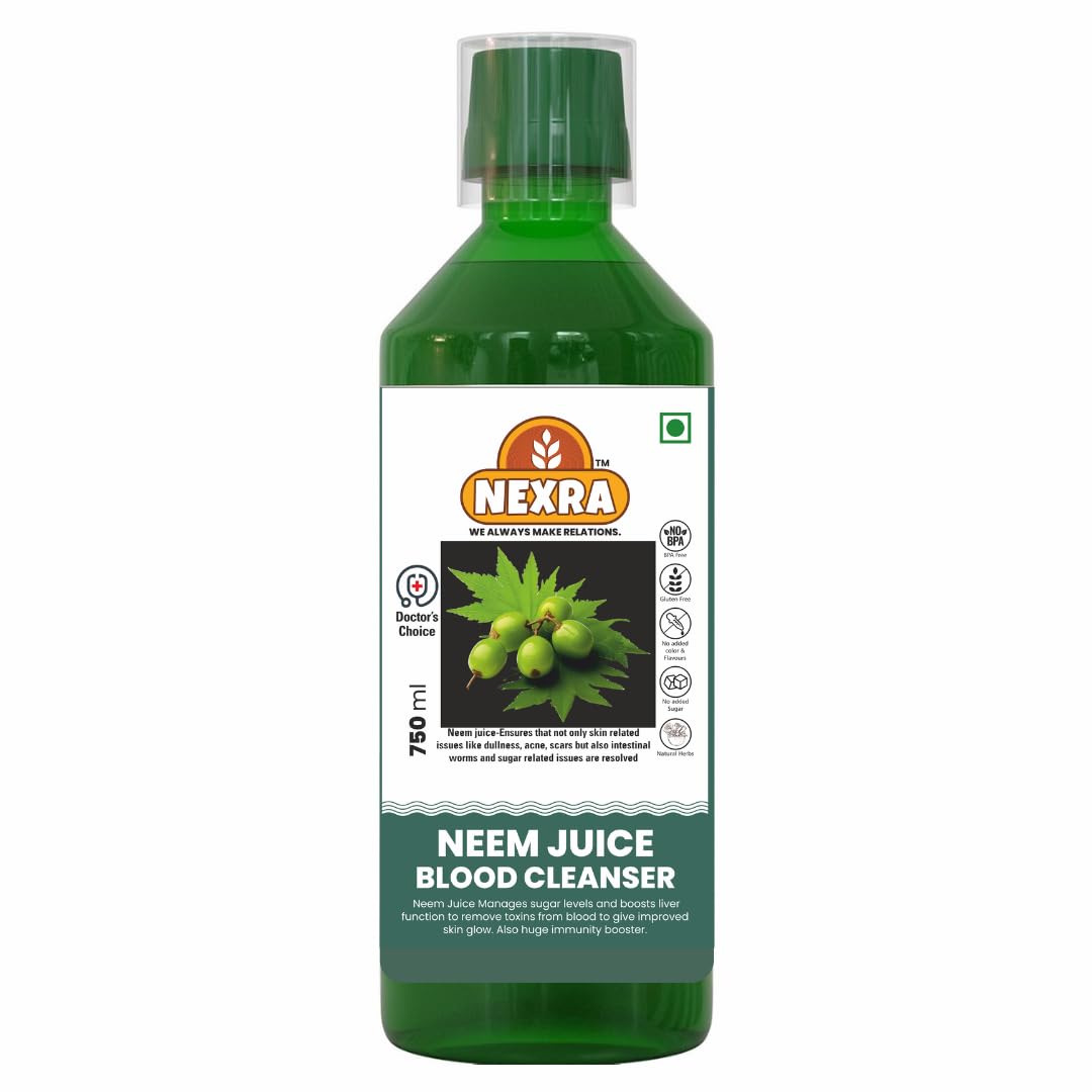 Nexra Neem Juice 750ml | Pure Ayurvedic Extract for Blood Purification | Supports Immunity, Stress Relief, Energy & Skin Health | Natural Detox Tonic