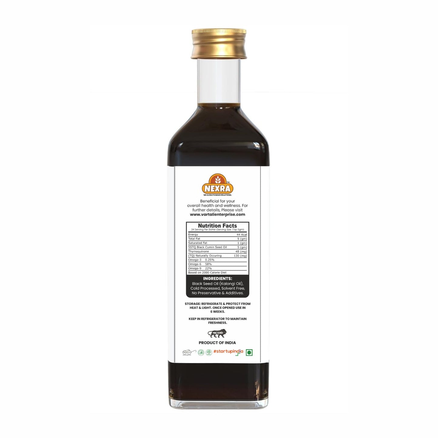 Nexra - Cold Pressed Black Seed Oil 250ml | Pure Kalonji Oil | Virgin Edible Oil | Supports Immunity, Skin & Hair Health | Kacchi Ghani Chekku Method