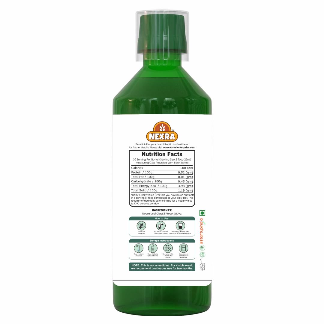 Nexra Neem Juice 750ml | Pure Ayurvedic Extract for Blood Purification | Supports Immunity, Stress Relief, Energy & Skin Health | Natural Detox Tonic