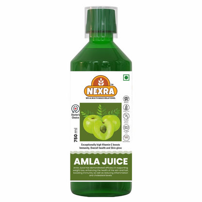 Nexra - Amla Juice 750ml | 100% Pure & Organic | Natural Vitamin C Source | Boosts Immunity & Supports Wellness | Ayurvedic Health Drink