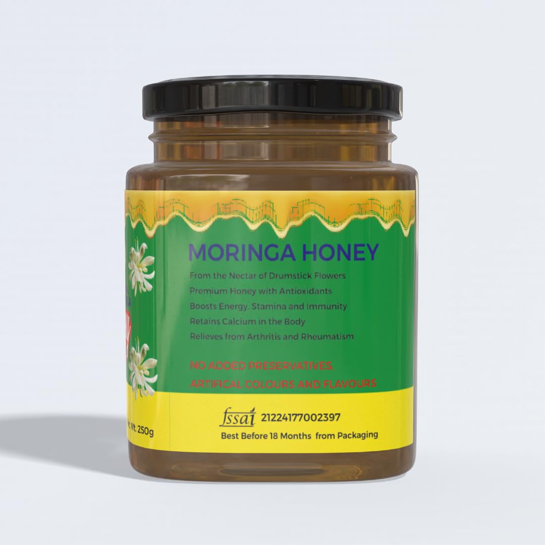 Nexra - Moringa Honey 250g | Pure Natural Sweetener | Rich in Antioxidants | Boosts Energy & Immunity | Moringa Flower Honey