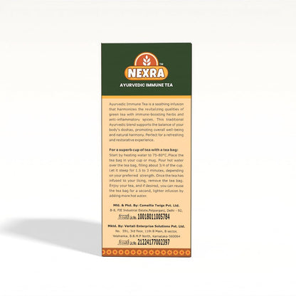 Nexra - Ayurvedic Immune Tea - 30 Refreshing Tea Bags for Boosting Immunity and Wellness | No Added Sugar