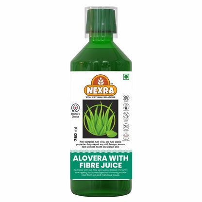 Nexra - Aloe Vera Juice with Fiber 750ml | Supports Immunity, Digestion, Skin & Respiratory Health | Helps Relieve Stress, Improve Sleep, Mood, Appetite & Boost Vitality | Ayurvedic Wellness Drink