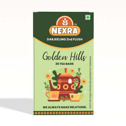 Nexra - Darjeeling Golden Hills Tea - 30 Exquisite Tea Bags for a Rich and Flavorful Experience | Green Tea | Morning Fresh Aroma