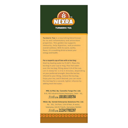 Nexra - Turmeric Glow Herbal Tea - 30 Tea Bags | Natural Turmeric Blend for Wellness, Immunity Boost, and Radiant Health