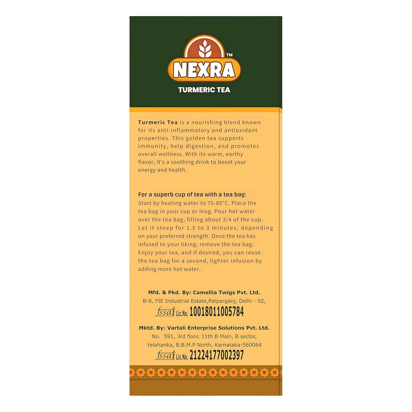 Nexra - Turmeric Glow Herbal Tea - 30 Tea Bags | Natural Turmeric Blend for Wellness, Immunity Boost, and Radiant Health