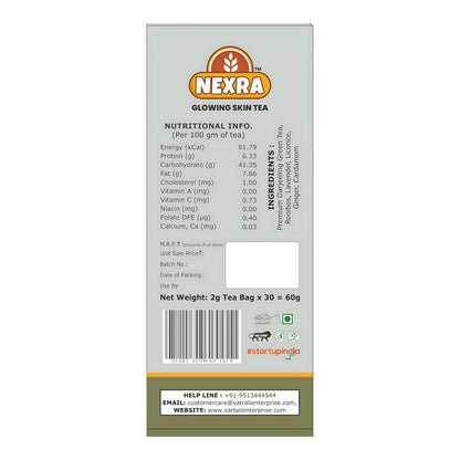  Nexra Glowing Skin Tea bag 60g | Loose Leaf Beauty Herbal Blend | Green Tea, Rooibos, Lavender, Licorice | Radiant Skin from Within | Antioxidant Rich Nexra Glowing Skin Tea bag 60g | Loose Leaf Beauty Herbal Blend | Green Tea, Rooibos, Lavender, Licoric