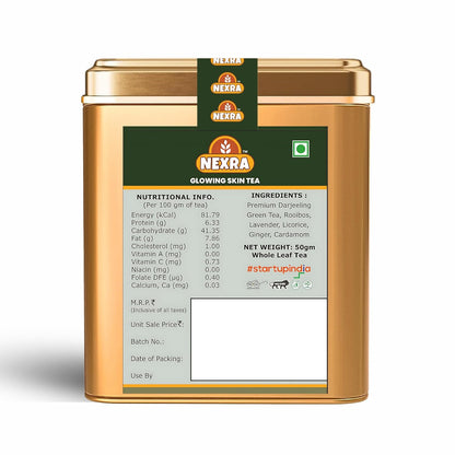 Nexra - Glowing Skin Tea - 50g | Whole Leaf Herbal Tea Blend | for Radiant and Healthy Skin | Natural Ingredients to Enhance Skin Glow and Vitality