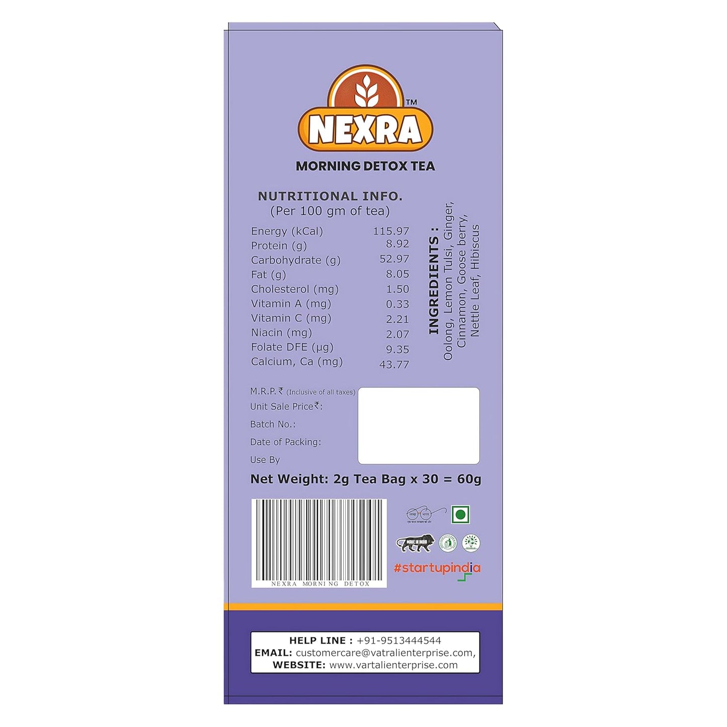 Nexra - Morning Detox Tea - 30 Tea Bags | For Daily Cleansing, Energy Boost, Metabolic Support, 60G
