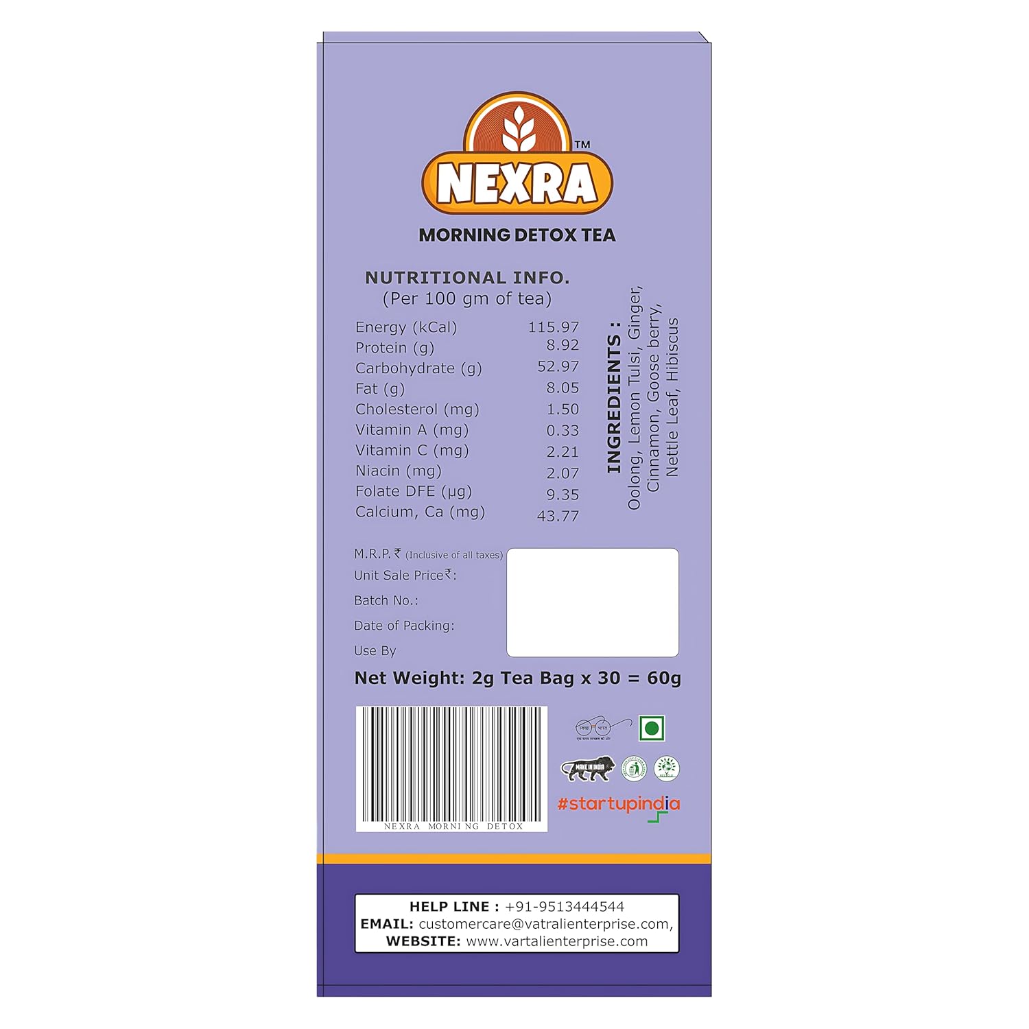 Nexra - Morning Detox Tea - 30 Tea Bags | For Daily Cleansing, Energy Boost, Metabolic Support, 60G