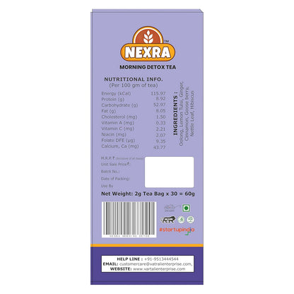 Nexra - Morning Detox Tea - 30 Tea Bags | For Daily Cleansing, Energy Boost, Metabolic Support, 60G