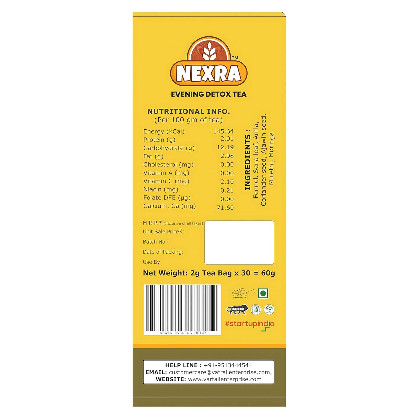 Nexra - Evening Detox Tea - 30 Tea Bags | For Gentle Cleansing, Relaxation, and Wellness Support | Green Tea | 100% caffeine free tea
