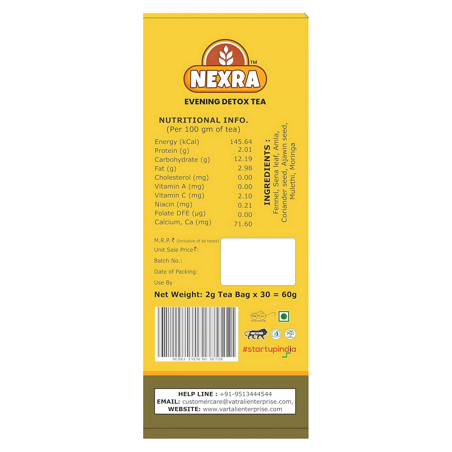 Nexra - Evening Detox Tea - 30 Tea Bags | For Gentle Cleansing, Relaxation, and Wellness Support | Green Tea | 100% caffeine free tea