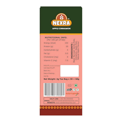 Nexra - Apple Cinnamon Herbal Tea - 30 Tea Bags for Refreshing Taste and Wellness