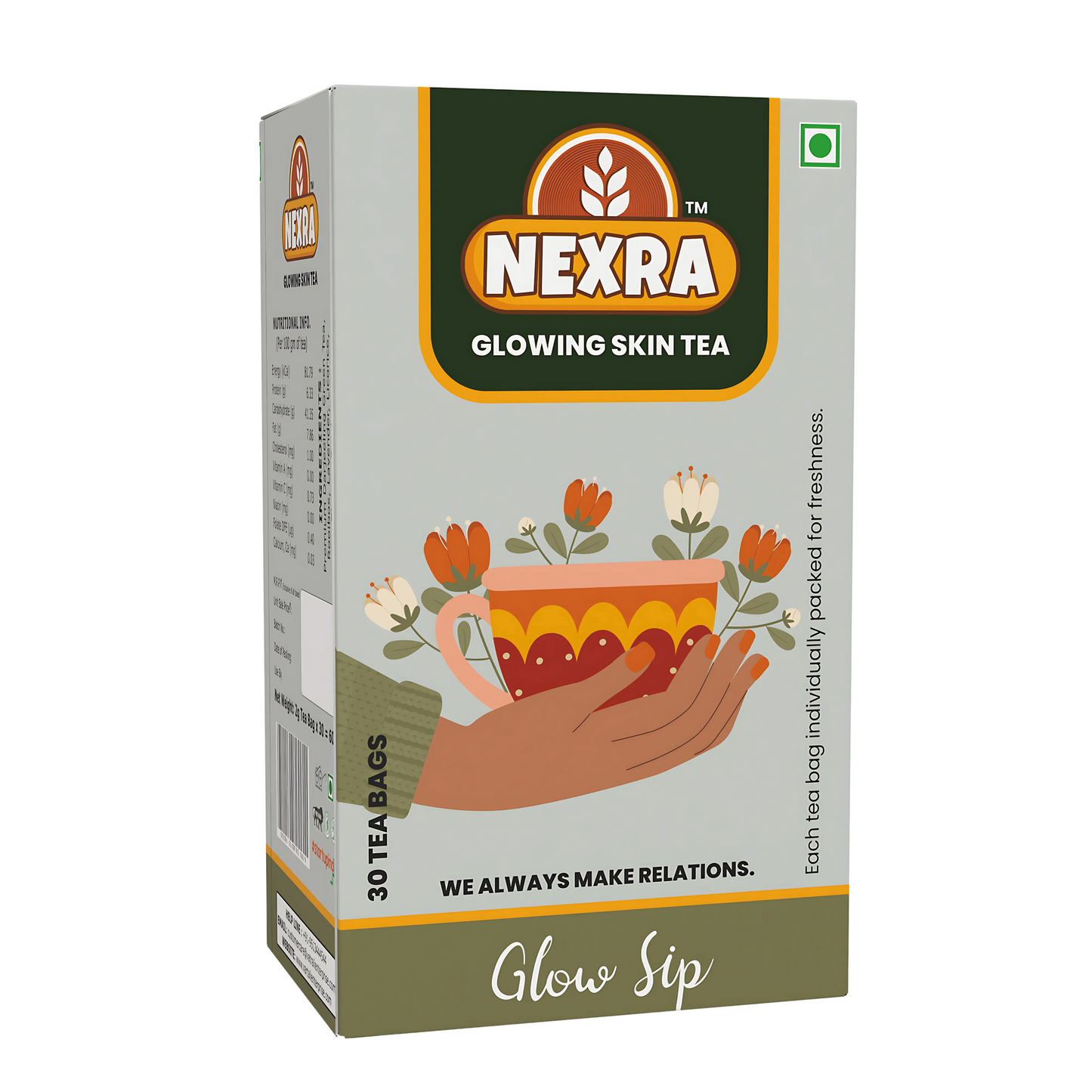 Nexra Glowing Skin Tea bag 60g | Loose Leaf Beauty Herbal Blend | Green Tea, Rooibos, Lavender, Licorice | Radiant Skin from Within | Antioxidant Rich Nexra Glowing Skin Tea bag 60g | Loose Leaf Beauty Herbal Blend | Green Tea, Rooibos, Lavender, Licorice